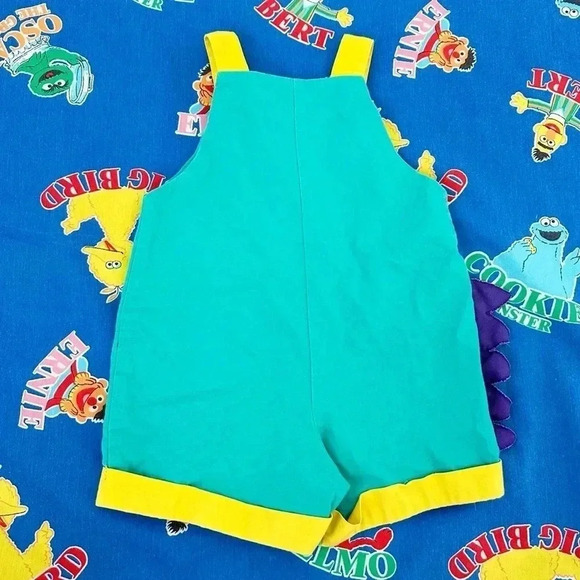 Vintage Kids Dinosaur Colorblock Romper Overalls Size 12-18 Months - Picture 3 of 6